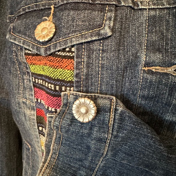 Women’s Denim Jacket with Serape Embroidery - Picture 3 of 4